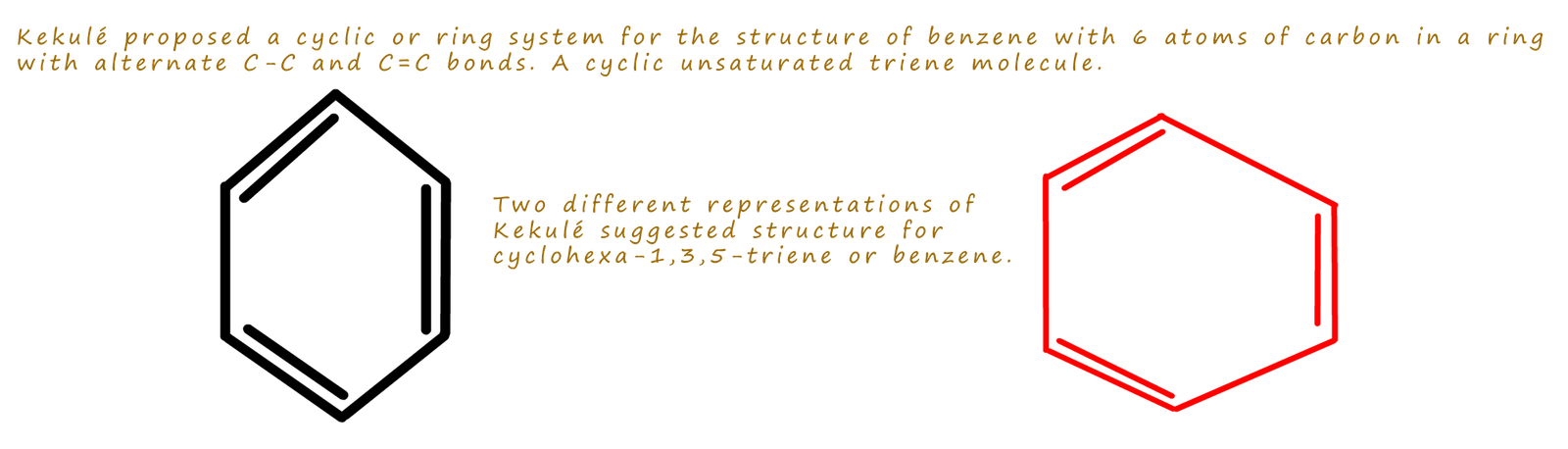 Kekule's proposed structure of benzene